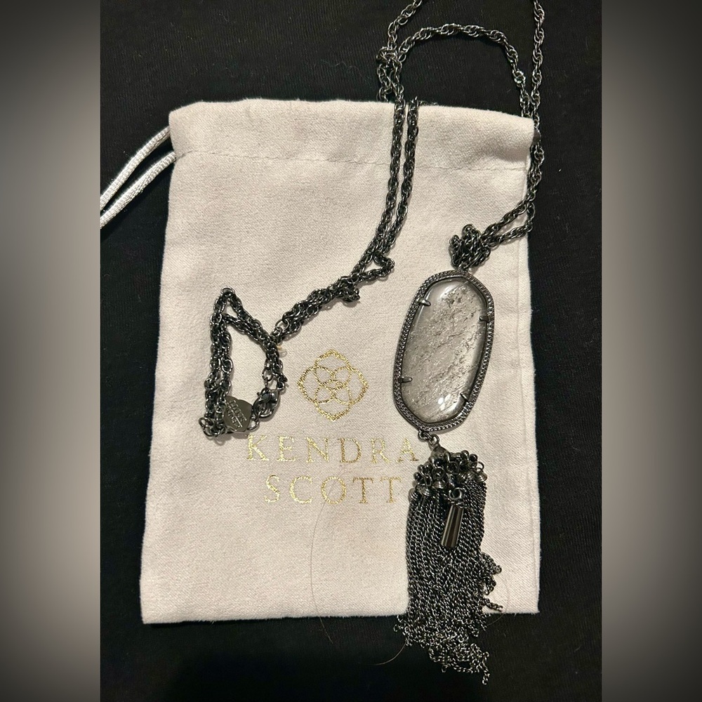 Kendra Scott Necklace - Black chain, Tassel, Dark-Rare